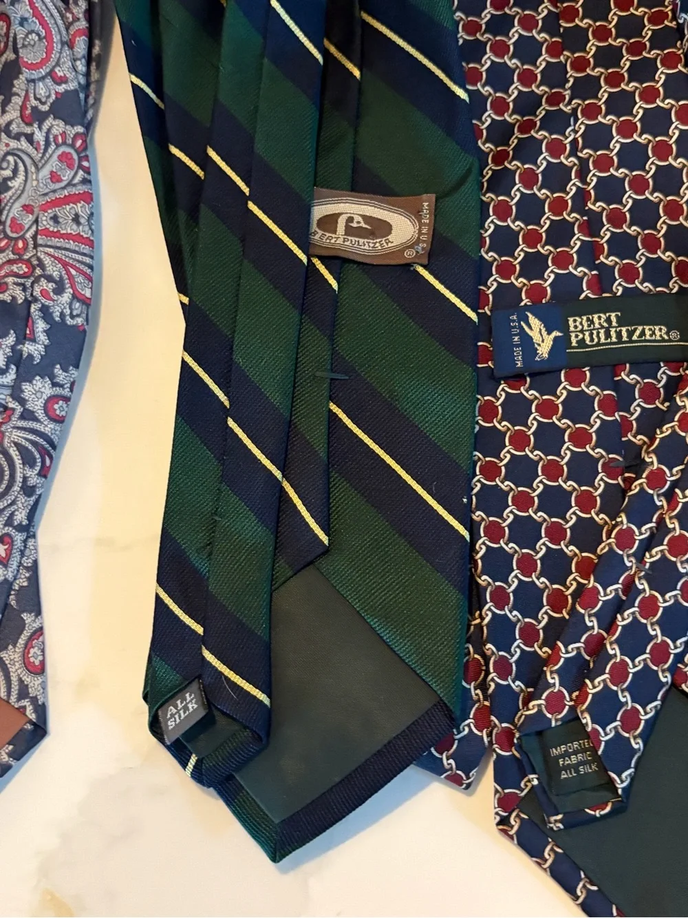Green and Navy Striped Men’s Tie - Unbranded